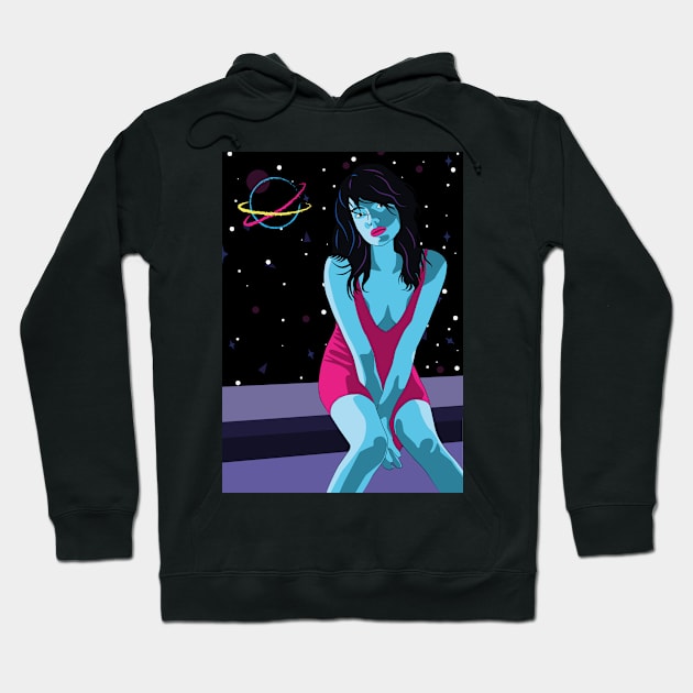 chica sentada con el fondo el espacio Hoodie by TheSk